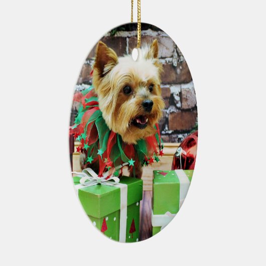 Kerstmis - Yorkie - Willie Keramisch Ornament (Rechts)