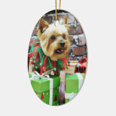 Kerstmis - Yorkie - Willie Keramisch Ornament (Links)