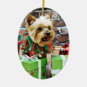 Kerstmis - Yorkie - Willie Keramisch Ornament (Voorkant)