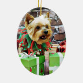 Kerstmis - Yorkie - Willie Keramisch Ornament (Achterkant)