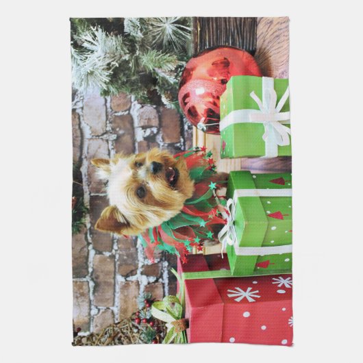 Kerstmis - Yorkie - Willie Theedoek (Verticaal)