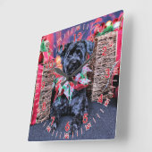 Kerstmis - YorkiePoo - Lucy Vierkante Klok (Hoek)