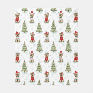 Kerstmis Yorkies Hond Fleece Deken