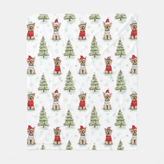 Kerstmis Yorkies Hond Fleece Deken (Voorkant)