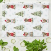 Kerstmis Yorkies Hond Theedoek (Gevouwen)
