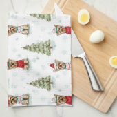 Kerstmis Yorkies Hond Theedoek (Quarter Fold)