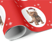 Kerstmis Yorkshire Terrier Dog in Santa Hat Cadeaupapier (Rol Hoek)
