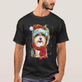 Kerstmis: Yorkshire Terrier Dog Santa Hat S T-shirt (Voorkant)