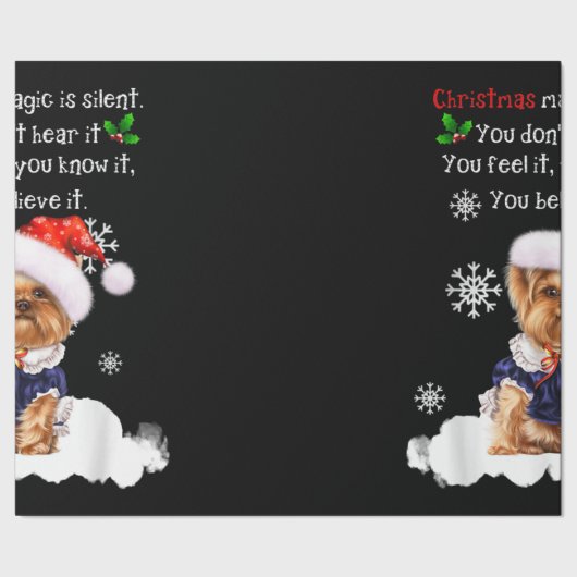Kerstmis Yorkshire Terrier Funny Yorkie Puppy Cadeaupapier (Zoom)