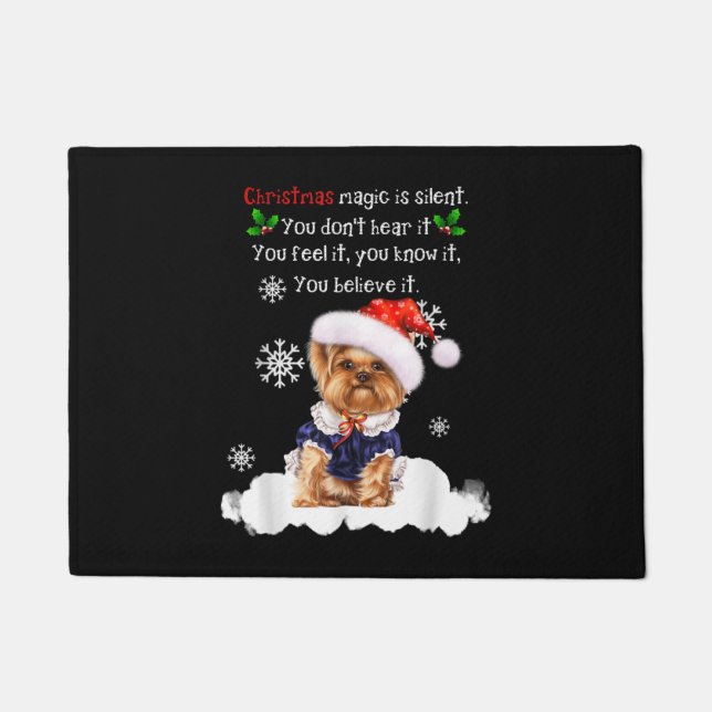 Kerstmis Yorkshire Terrier Funny Yorkie Puppy Deurmat (Voorkant)