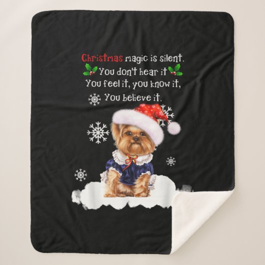 Kerstmis Yorkshire Terrier Funny Yorkie Puppy Sherpa Deken (Voorkant)