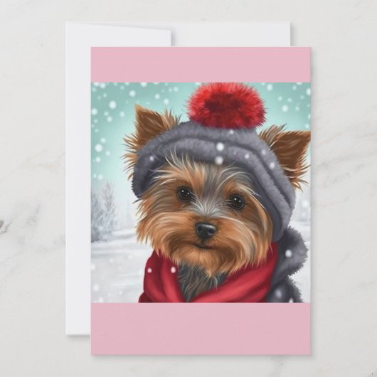 Kerstmis Yorkshire Terrier Gift T-Shirt Feestdagenkaart (Voorkant)