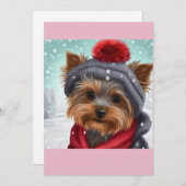 Kerstmis Yorkshire Terrier Gift T-Shirt Feestdagenkaart (Voorkant / Achterkant)