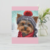 Kerstmis Yorkshire Terrier Gift T-Shirt Feestdagenkaart (Staand voorkant)