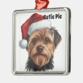 KERSTMIS YORKSHIRE TERRIER HOND MET SANTA HAT METALEN ORNAMENT (Links)