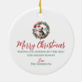 Kerstmis Yorkshire terrier hond puppy Santa hoed Keramisch Ornament (Achterkant)