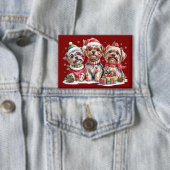 Kerstmis Yorkshire Terrier Hondenliefhebbers Button (Insitu)