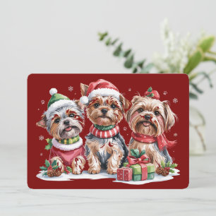 Kerstmis Yorkshire Terrier hondenliefhebbers Feestdagenkaart