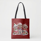 Kerstmis Yorkshire Terrier Hondenliefhebbers Tote Bag (Voorkant)
