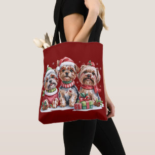 Kerstmis Yorkshire Terrier Hondenliefhebbers Tote Bag