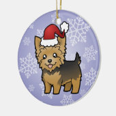 Kerstmis Yorkshire Terrier (kort haar zonder boeg) Keramisch Ornament (Links)