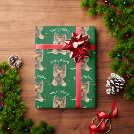Kerstmis Yorkshire Terrier on Green Cadeaupapier