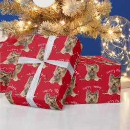 Kerstmis Yorkshire Terrier op Tinsel Cadeaupapier
