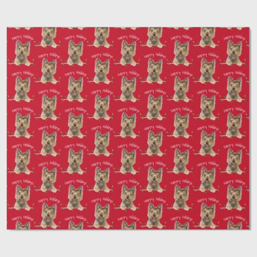 Kerstmis Yorkshire Terrier op Tinsel Cadeaupapier (Vlak)