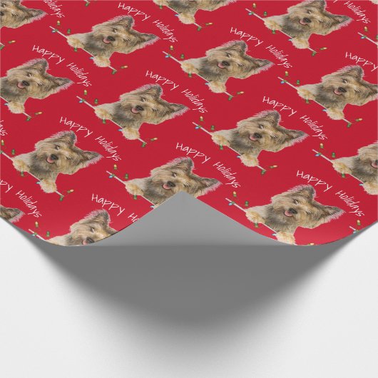 Kerstmis Yorkshire Terrier op Tinsel Cadeaupapier (Hoek)