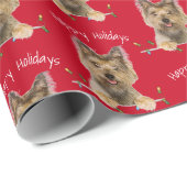 Kerstmis Yorkshire Terrier op Tinsel Cadeaupapier (Rol Hoek)