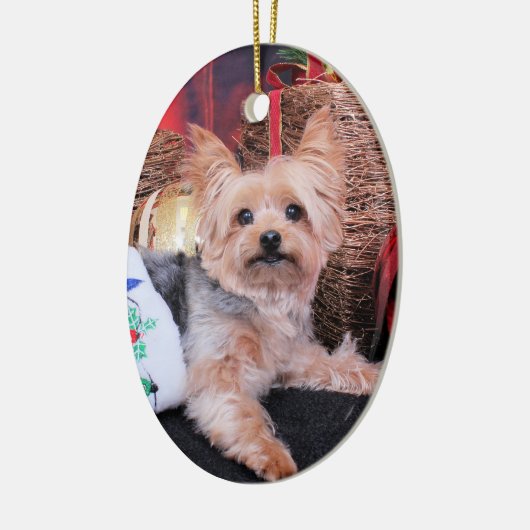 Kerstmis - Yorkshire Terrier - Vinnie Keramisch Ornament (Links)