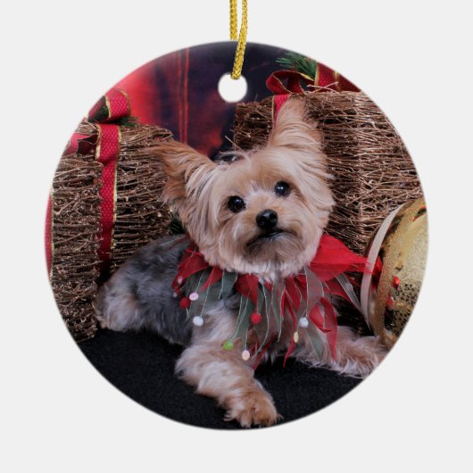 Kerstmis - Yorkshire Terrier - Vinnie Keramisch Ornament (Voorkant)