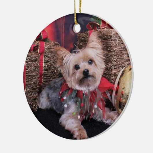 Kerstmis - Yorkshire Terrier - Vinnie Keramisch Ornament (Links)