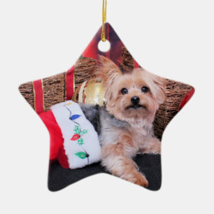 Kerstmis - Yorkshire Terrier - Vinnie Keramisch Ornament