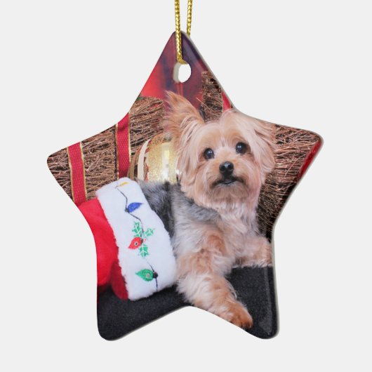 Kerstmis - Yorkshire Terrier - Vinnie Keramisch Ornament (Links)