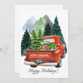 Kerstmis Yorkshire Terrier Yorkie & Oude Truck Feestdagenkaart (Voorkant / Achterkant)