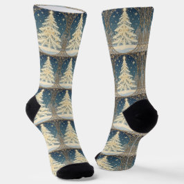 Kerstmis Yule Boom Sneeuwvlok Takken Art Nouveau Sokken