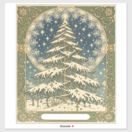 Kerstmis Yule Boom Sneeuwvlokken en Sterren Art No Sticker