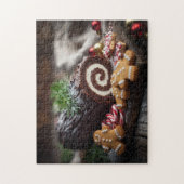 Kerstmis Yule Log Dessert Scene Legpuzzel (Verticaal)