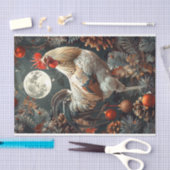 Kerstmis Yuletide Rooster & Maan Decoupage Tissuepapier (Craft)