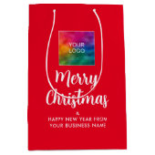 Kerstmis Zakelijk Logo Hier Aanpasbaar Medium Cadeauzakje (Voorkant)