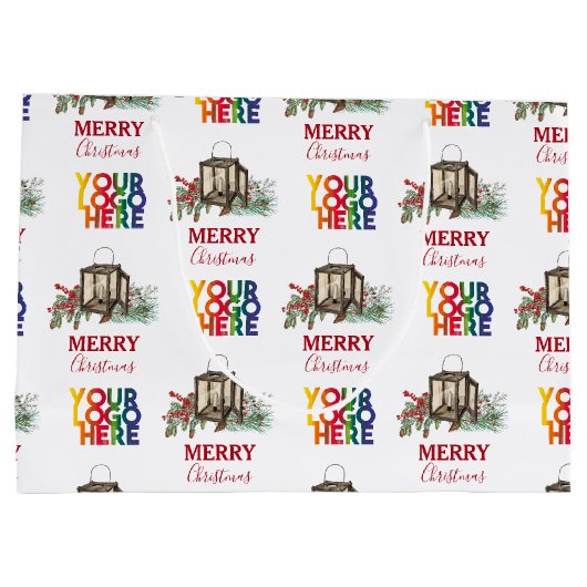 Kerstmis Zakelijk Logo Rustiek  Groot Cadeauzakje (Achterkant)