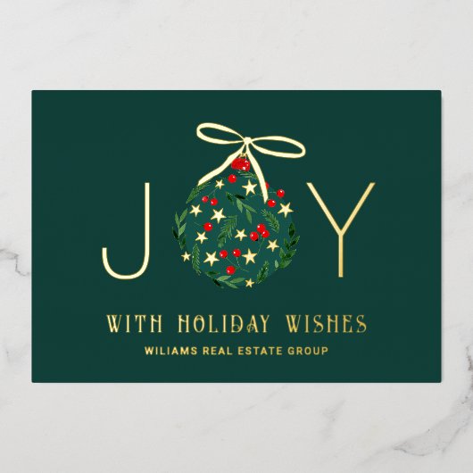 Kerstmis Zakelijke Groet Goud Folie Feestdagenkaart (Voorkant)