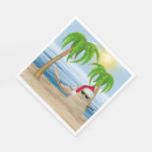 Kerstmis zandman op tropisch strand servet (Hoek)