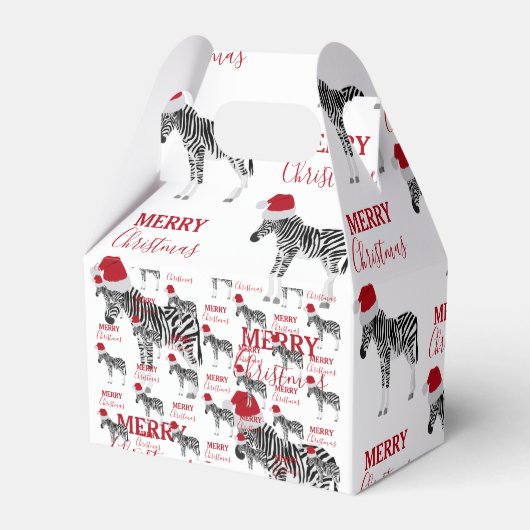 Kerstmis Zebra Funny Animal met Santa Hat Bedankdoosjes (Achterkant)