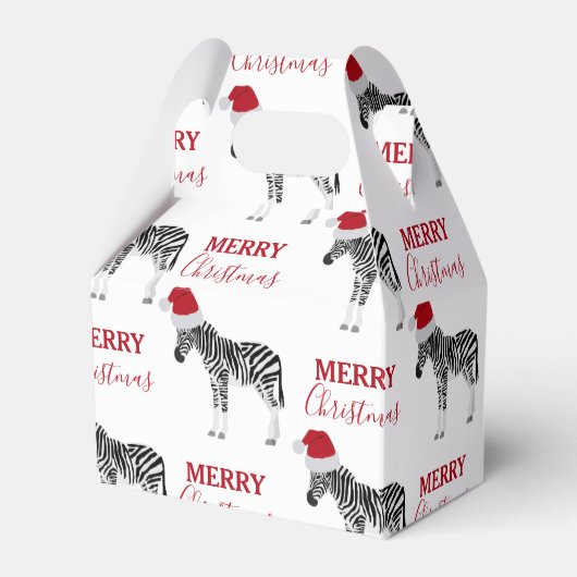 Kerstmis Zebra Funny Animal met Santa Hat Bedankdoosjes (Voorkant Zijde)