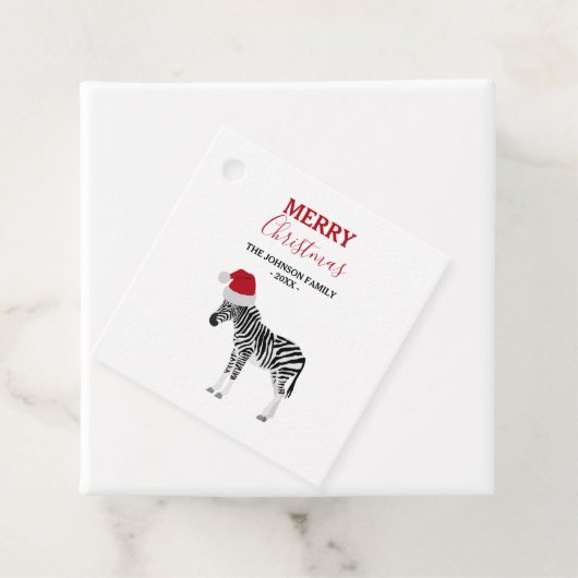 Kerstmis Zebra Funny Animal met Santa Hat Bedankjes Labels (In situ)