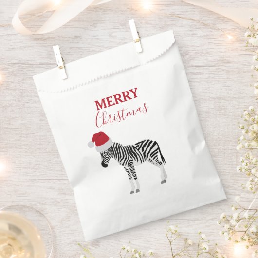 Kerstmis Zebra Funny Animal met Santa Hat Bedankzakje (Geknipt)
