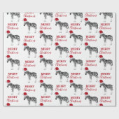 Kerstmis Zebra Funny Animal met Santa Hat Cadeaupapier (Vlak)