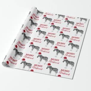 Kerstmis Zebra Funny Animal met Santa Hat Cadeaupapier